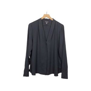 NWOT Halogen.  Women’s Black Long Sleeves Button Down Shirt Top X-Large